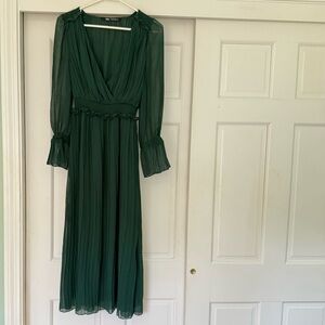 Zara Dark Green Long Sleeve Midi Dress